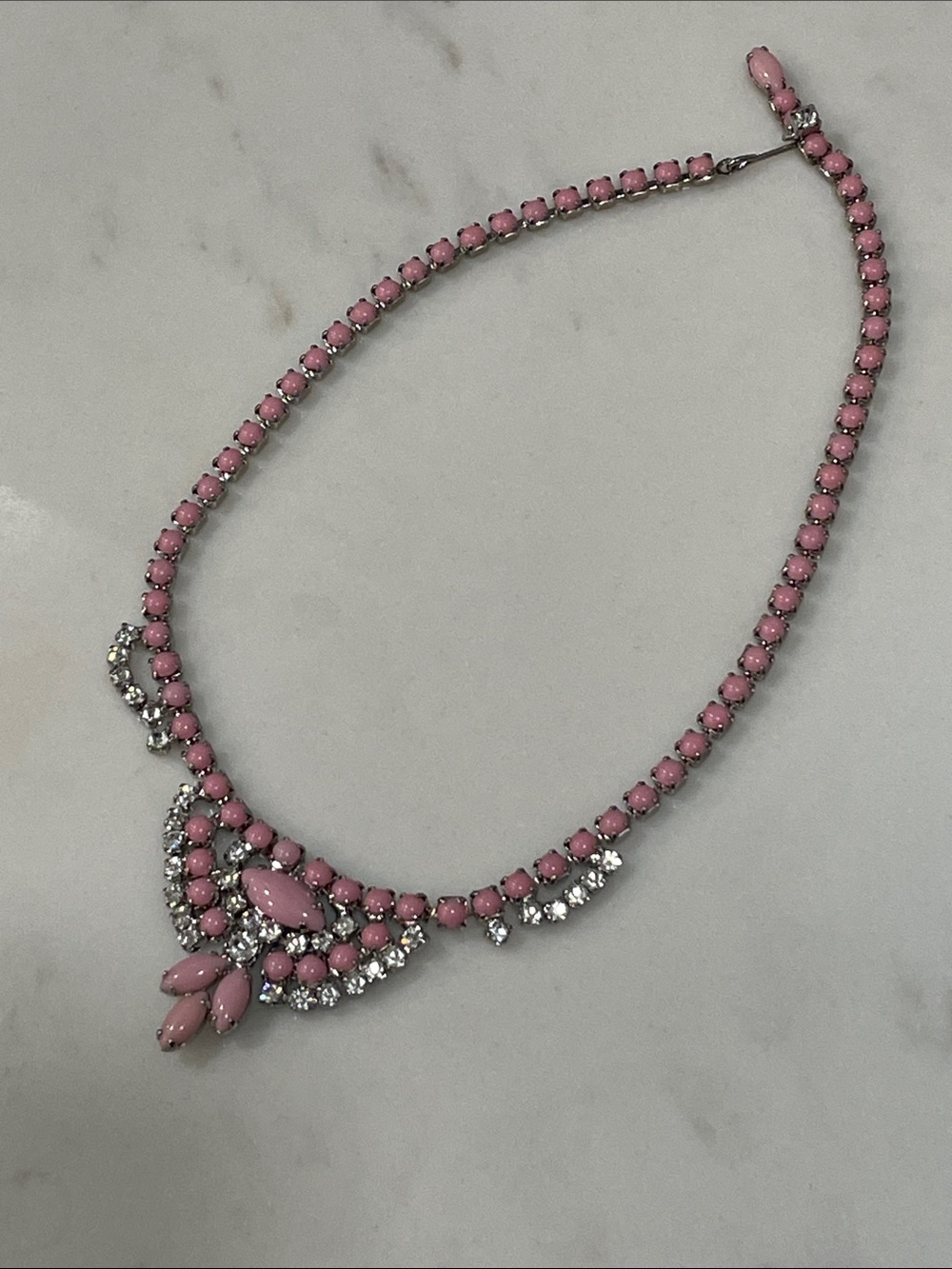 Pink rhinestone necklace choker